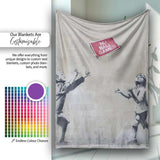 Children Playing No Ball Games Street Art Stencil, All Season Comfort, Comfortable Everyday Use - Super Soft Fleece Blanket Bed Sofa Throw