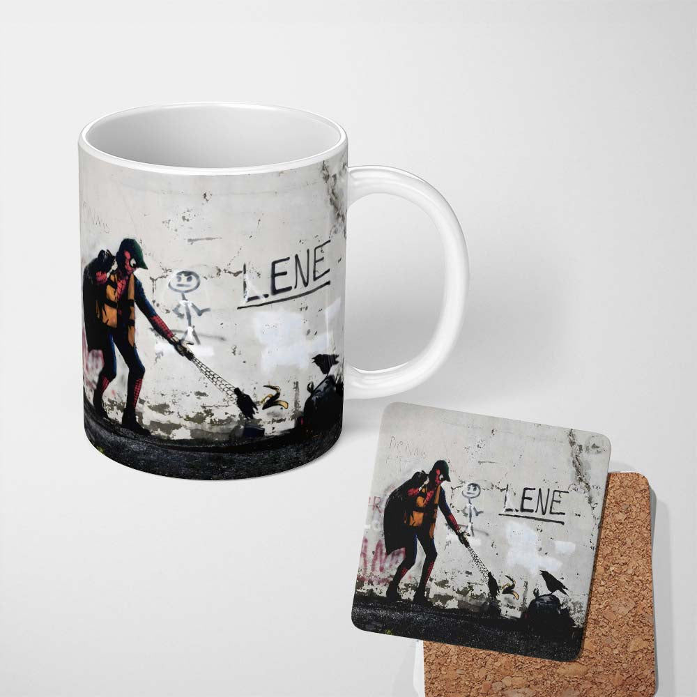 Street Hero Casting Web at Litter Urban Graffiti 11oz Ceramic Coffee Tea Mug White Large Handle