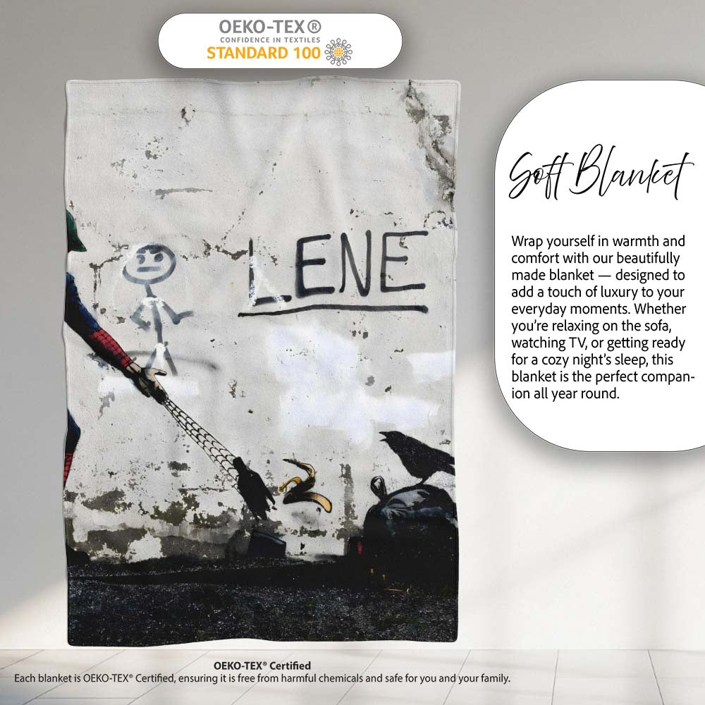 Street Hero Casting Web at Litter Urban Graffiti, All Season Comfort, Decorative Wall Art Style - Super Soft Fleece Blanket Bed Sofa Throw