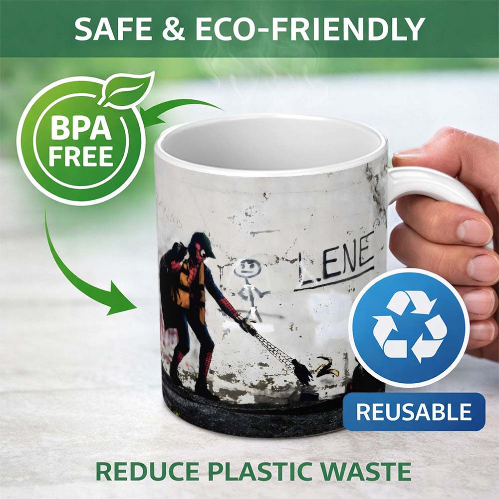 Street Hero Casting Web at Litter Urban Graffiti 11oz Ceramic Coffee Tea Mug White Large Handle