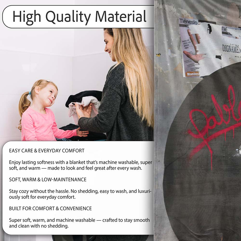 Elderly Graffiti Artist with Spray Can Urban Portrait, Decorative Comfortable Housewarming Gift - Super Soft Fleece Blanket Bed Sofa Throw