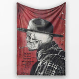 Skull in Bowler Hat on Red Grunge Background, Comfortable Everyday Use, Stylish Room Decoration - Super Soft Fleece Blanket Bed Sofa Throw