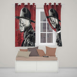 Skull in Bowler Hat on Red Grunge Background Expressive Artwork for Bedroom Decor Readymade Eyelet Ring Top Thermal 100% Blackout Curtains