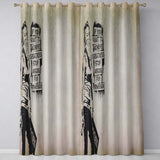 Masked Woman Motivational Quote Beige Urban Stencil Elegant Design for Home Decor Readymade Eyelet Ring Top Thermal 100% Blackout Curtains