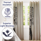 Masked Woman Motivational Quote Beige Urban Stencil Elegant Design for Home Decor Readymade Eyelet Ring Top Thermal 100% Blackout Curtains