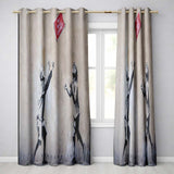 Children Reaching for Red Sign Satirical Street Art Vibrant Design for Home Decor Readymade Eyelet Ring Top Thermal 100% Blackout Curtains