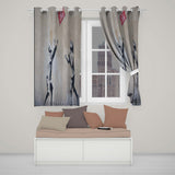 Children Reaching for Red Sign Satirical Street Art Vibrant Design for Home Decor Readymade Eyelet Ring Top Thermal 100% Blackout Curtains