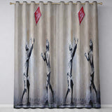 Children Reaching for Red Sign Satirical Street Art Vibrant Design for Home Decor Readymade Eyelet Ring Top Thermal 100% Blackout Curtains