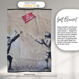 Children Reaching for Red Sign Satirical Street Art, All Season Comfort, Modern Interior Accent - Super Soft Fleece Blanket Bed Sofa Throw
