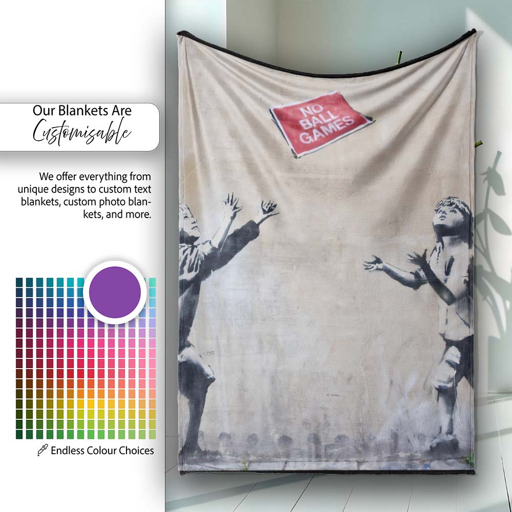 Children Reaching for Red Sign Satirical Street Art, All Season Comfort, Modern Interior Accent - Super Soft Fleece Blanket Bed Sofa Throw