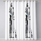 Officer Inspecting Storybook Woman and Small Dog Stencil Bold Wall Art Home Decor Readymade Eyelet Ring Top Thermal 100% Blackout Curtains