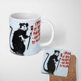 Black Rat with Red Paint Brush Humorous Graffiti 11oz Ceramic Coffee Tea Mug White Large Handle