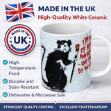 Black Rat with Red Paint Brush Humorous Graffiti 11oz Ceramic Coffee Tea Mug White Large Handle