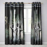 Television Head Figures Dancing Dark Urban Graffiti Stylish Design for Home Decor Readymade Eyelet Ring Top Thermal 100% Blackout Curtains