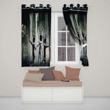 Television Head Figures Dancing Dark Urban Graffiti Stylish Design for Home Decor Readymade Eyelet Ring Top Thermal 100% Blackout Curtains