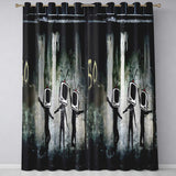 Television Head Figures Dancing Dark Urban Graffiti Stylish Design for Home Decor Readymade Eyelet Ring Top Thermal 100% Blackout Curtains
