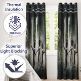 Television Head Figures Dancing Dark Urban Graffiti Stylish Design for Home Decor Readymade Eyelet Ring Top Thermal 100% Blackout Curtains