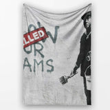 Cancelled Dreams Painter Monochrome Protest Stencil, All Season Comfort, Modern Interior Accent - Super Soft Fleece Blanket Bed Sofa Throw