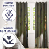 Worker Cleaning Ancient Cave Art Green Urban Mural Artistic Design for Home Decor Readymade Eyelet Ring Top Thermal 100% Blackout Curtains
