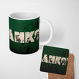 Dark Green Street Art Typography Collage Stencil 11oz Ceramic Coffee Tea Mug White Large Handle
