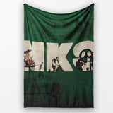 Dark Green Street Art Typography Collage Stencil, All Season Comfort, Gift for Adults and Teens - Super Soft Fleece Blanket Bed Sofa Throw