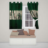Dark Green Street Art Typography Collage Stencil Contemporary Wall Art Home Decor Readymade Eyelet Ring Top Thermal 100% Blackout Curtains