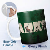 Dark Green Street Art Typography Collage Stencil 11oz Ceramic Coffee Tea Mug White Large Handle