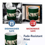 Dark Green Street Art Typography Collage Stencil 11oz Ceramic Coffee Tea Mug White Large Handle