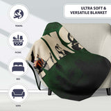 Dark Green Street Art Typography Collage Stencil, All Season Comfort, Gift for Adults and Teens - Super Soft Fleece Blanket Bed Sofa Throw