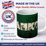 Dark Green Street Art Typography Collage Stencil 11oz Ceramic Coffee Tea Mug White Large Handle
