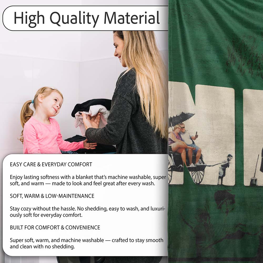 Dark Green Street Art Typography Collage Stencil, All Season Comfort, Gift for Adults and Teens - Super Soft Fleece Blanket Bed Sofa Throw