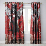 Red Winged Girl Heart Dress Urban Graffiti Timeless Modern Artwork for Home Decor Readymade Eyelet Ring Top Thermal 100% Blackout Curtains