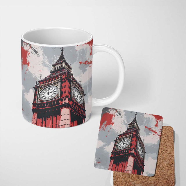 Red Black Clock Tower London Landmark Pop Art 11oz Ceramic Coffee Tea Mug White Large Handle