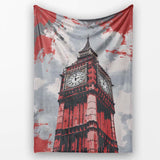 Red Black Clock Tower London Landmark Pop Art, All Season Comfort, Thoughtful Housewarming Gift - Super Soft Fleece Blanket Bed Sofa Throw