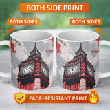 Red Black Clock Tower London Landmark Pop Art 11oz Ceramic Coffee Tea Mug White Large Handle