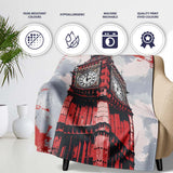 Red Black Clock Tower London Landmark Pop Art, All Season Comfort, Thoughtful Housewarming Gift - Super Soft Fleece Blanket Bed Sofa Throw