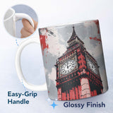 Red Black Clock Tower London Landmark Pop Art 11oz Ceramic Coffee Tea Mug White Large Handle