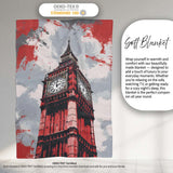 Red Black Clock Tower London Landmark Pop Art, All Season Comfort, Thoughtful Housewarming Gift - Super Soft Fleece Blanket Bed Sofa Throw