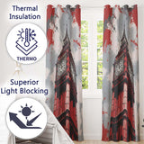 Red Black Clock Tower London Landmark Pop Art Elegant Bold Artwork for Home Decor Readymade Eyelet Ring Top Thermal 100% Blackout Curtains