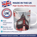 Red Black Clock Tower London Landmark Pop Art 11oz Ceramic Coffee Tea Mug White Large Handle