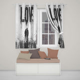 Black Love Typography Couple Silhouette Minimalist Expressive Wall Art Home Decor Readymade Eyelet Ring Top Thermal 100% Blackout Curtains