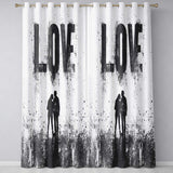 Black Love Typography Couple Silhouette Minimalist Expressive Wall Art Home Decor Readymade Eyelet Ring Top Thermal 100% Blackout Curtains