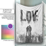 Black Love Typography Couple Silhouette Minimalist, All Season Comfort, Stylish Room Decoration - Super Soft Fleece Blanket Bed Sofa Throw