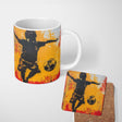 Orange Red Football Player City Skyline Urban Art 11oz Ceramic Coffee Tea Mug White Large Handle