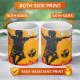 Orange Red Football Player City Skyline Urban Art 11oz Ceramic Coffee Tea Mug White Large Handle