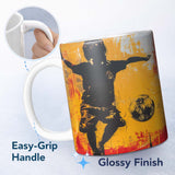 Orange Red Football Player City Skyline Urban Art 11oz Ceramic Coffee Tea Mug White Large Handle