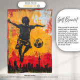 Orange Red Football Player City Skyline Urban Art, All Season Comfort, Comfortable Everyday Use - Super Soft Fleece Blanket Bed Sofa Throw