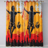 Orange Red Football Player City Skyline Urban Art Distinctive Wall Art Home Decor Readymade Eyelet Ring Top Thermal 100% Blackout Curtains