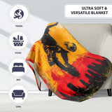 Orange Red Football Player City Skyline Urban Art, All Season Comfort, Comfortable Everyday Use - Super Soft Fleece Blanket Bed Sofa Throw