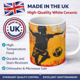Orange Red Football Player City Skyline Urban Art 11oz Ceramic Coffee Tea Mug White Large Handle